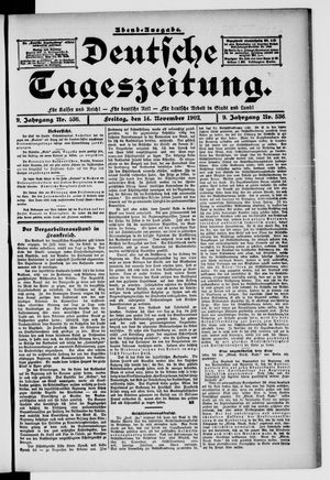Deutsche Tageszeitung on Nov 14, 1902