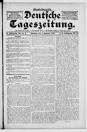 Deutsche Tageszeitung vom 02.02.1903