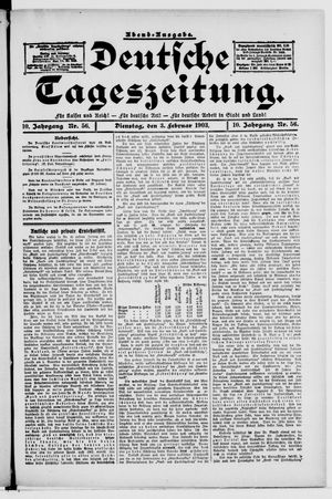 Deutsche Tageszeitung vom 03.02.1903