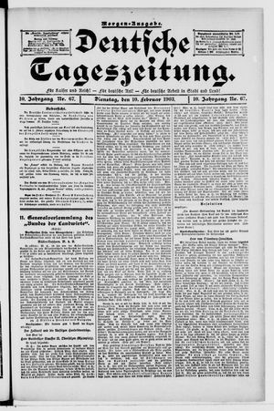 Deutsche Tageszeitung vom 10.02.1903