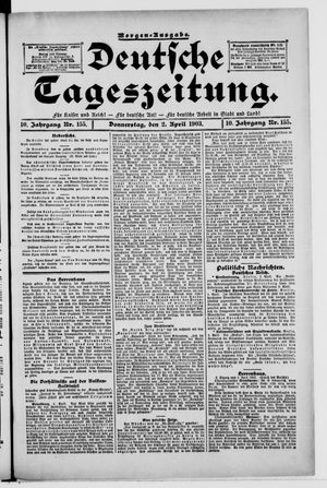 Deutsche Tageszeitung vom 02.04.1903