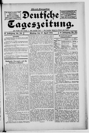 Deutsche Tageszeitung on Apr 27, 1903