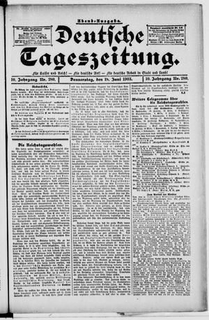 Deutsche Tageszeitung vom 18.06.1903