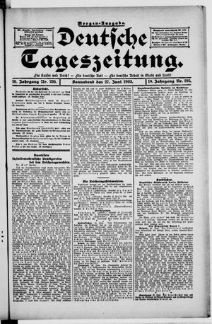 Deutsche Tageszeitung vom 27.06.1903