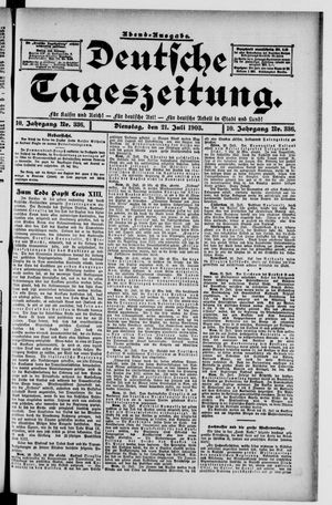 Deutsche Tageszeitung on Jul 21, 1903
