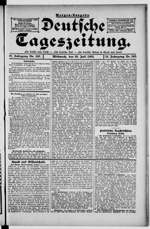 Deutsche Tageszeitung on Jul 29, 1903