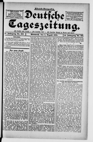 Deutsche Tageszeitung vom 05.08.1903