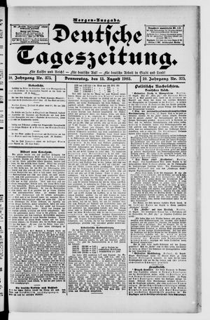 Deutsche Tageszeitung vom 13.08.1903