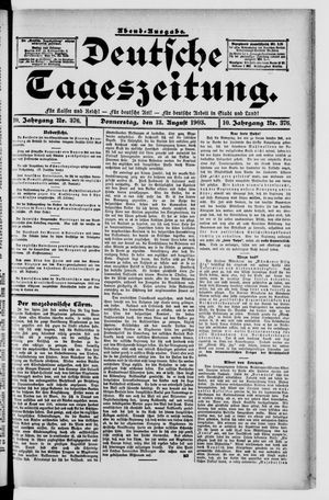 Deutsche Tageszeitung vom 13.08.1903