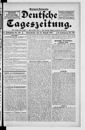 Deutsche Tageszeitung vom 22.08.1903