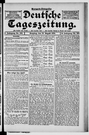 Deutsche Tageszeitung vom 23.08.1903