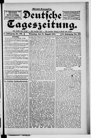 Deutsche Tageszeitung vom 25.08.1903