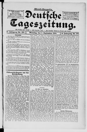 Deutsche Tageszeitung vom 01.09.1903