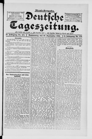 Deutsche Tageszeitung vom 10.09.1903