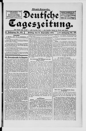 Deutsche Tageszeitung on Sep 11, 1903