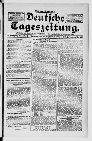 Deutsche Tageszeitung vom 13.09.1903