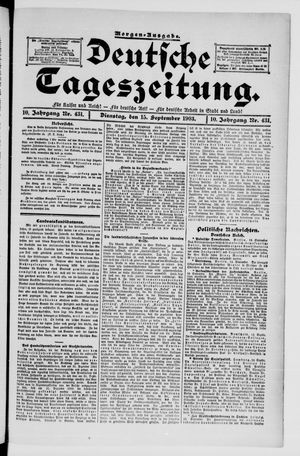 Deutsche Tageszeitung vom 15.09.1903