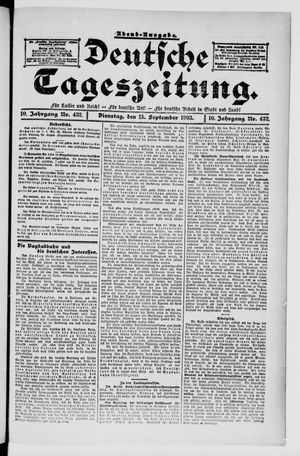 Deutsche Tageszeitung vom 15.09.1903