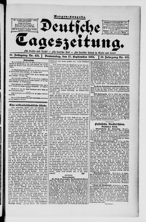 Deutsche Tageszeitung vom 17.09.1903