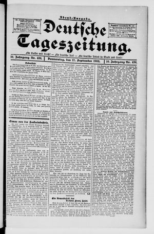 Deutsche Tageszeitung vom 17.09.1903