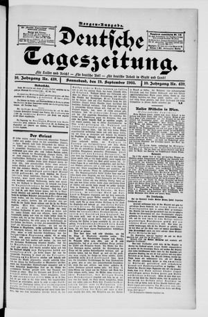 Deutsche Tageszeitung on Sep 19, 1903