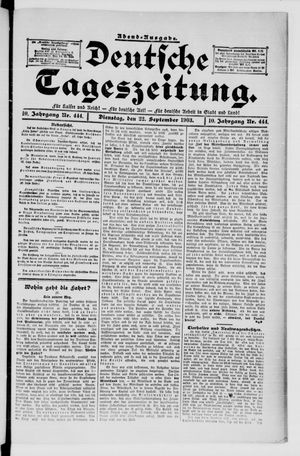 Deutsche Tageszeitung vom 22.09.1903