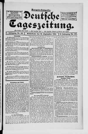 Deutsche Tageszeitung vom 26.09.1903