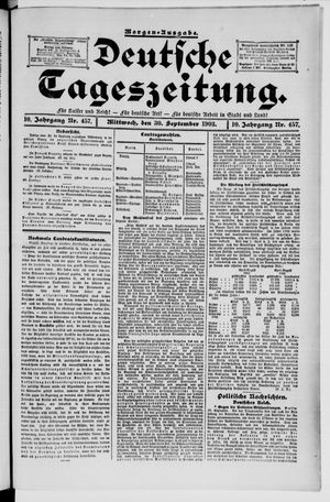 Deutsche Tageszeitung on Sep 30, 1903