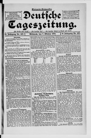Deutsche Tageszeitung on Oct 7, 1903
