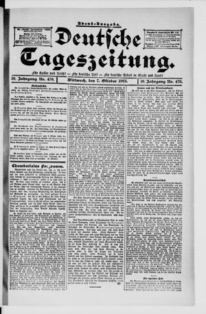 Deutsche Tageszeitung on Oct 7, 1903