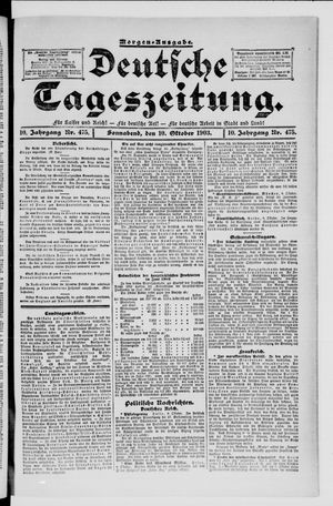 Deutsche Tageszeitung on Oct 10, 1903
