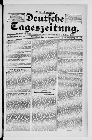 Deutsche Tageszeitung on Oct 10, 1903