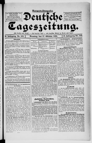 Deutsche Tageszeitung vom 27.10.1903