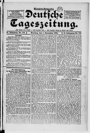 Deutsche Tageszeitung vom 01.11.1903