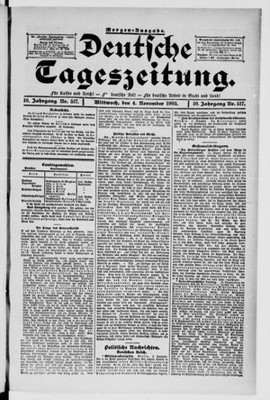 Deutsche Tageszeitung vom 04.11.1903