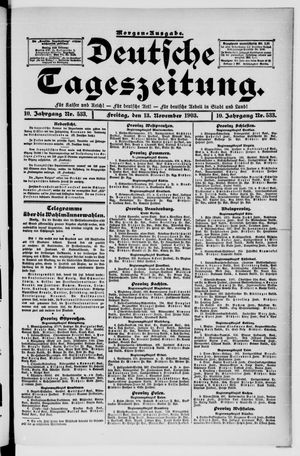 Deutsche Tageszeitung vom 13.11.1903