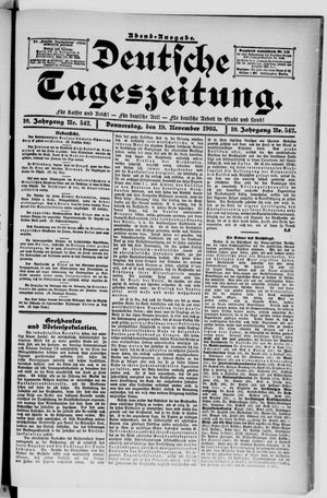 Deutsche Tageszeitung vom 19.11.1903