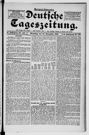 Deutsche Tageszeitung vom 24.11.1903