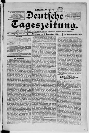 Deutsche Tageszeitung on Dec 1, 1903