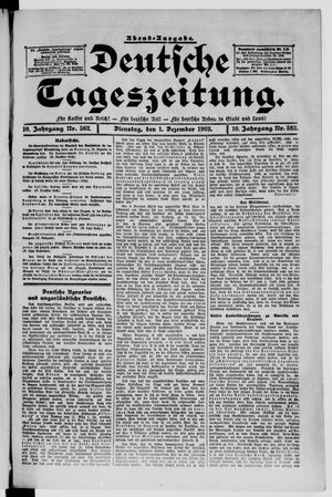 Deutsche Tageszeitung on Dec 1, 1903
