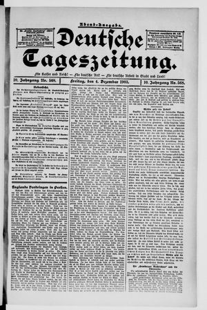 Deutsche Tageszeitung vom 04.12.1903