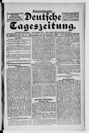 Deutsche Tageszeitung on Dec 10, 1903
