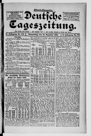 Deutsche Tageszeitung on Dec 10, 1903