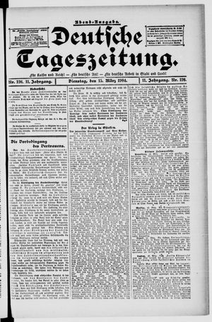Deutsche Tageszeitung on Mar 15, 1904