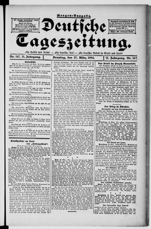 Deutsche Tageszeitung vom 27.03.1904