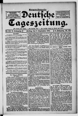 Deutsche Tageszeitung vom 09.09.1904