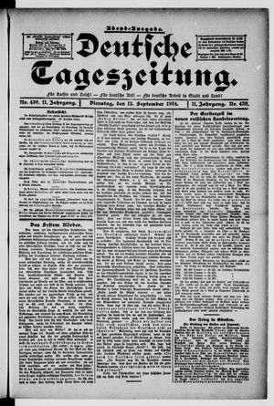 Deutsche Tageszeitung vom 13.09.1904