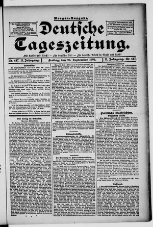 Deutsche Tageszeitung vom 23.09.1904