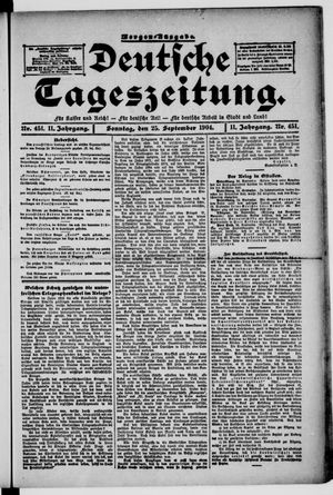 Deutsche Tageszeitung vom 25.09.1904