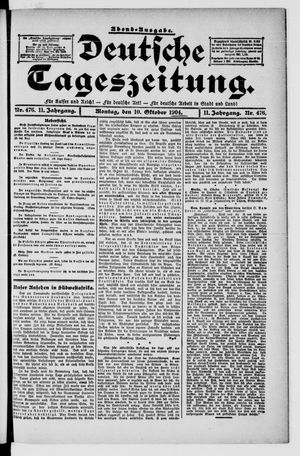 Deutsche Tageszeitung on Oct 10, 1904